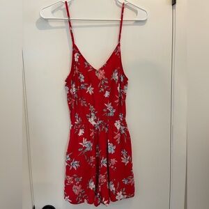 Divided Size 2 Red Floral Romper